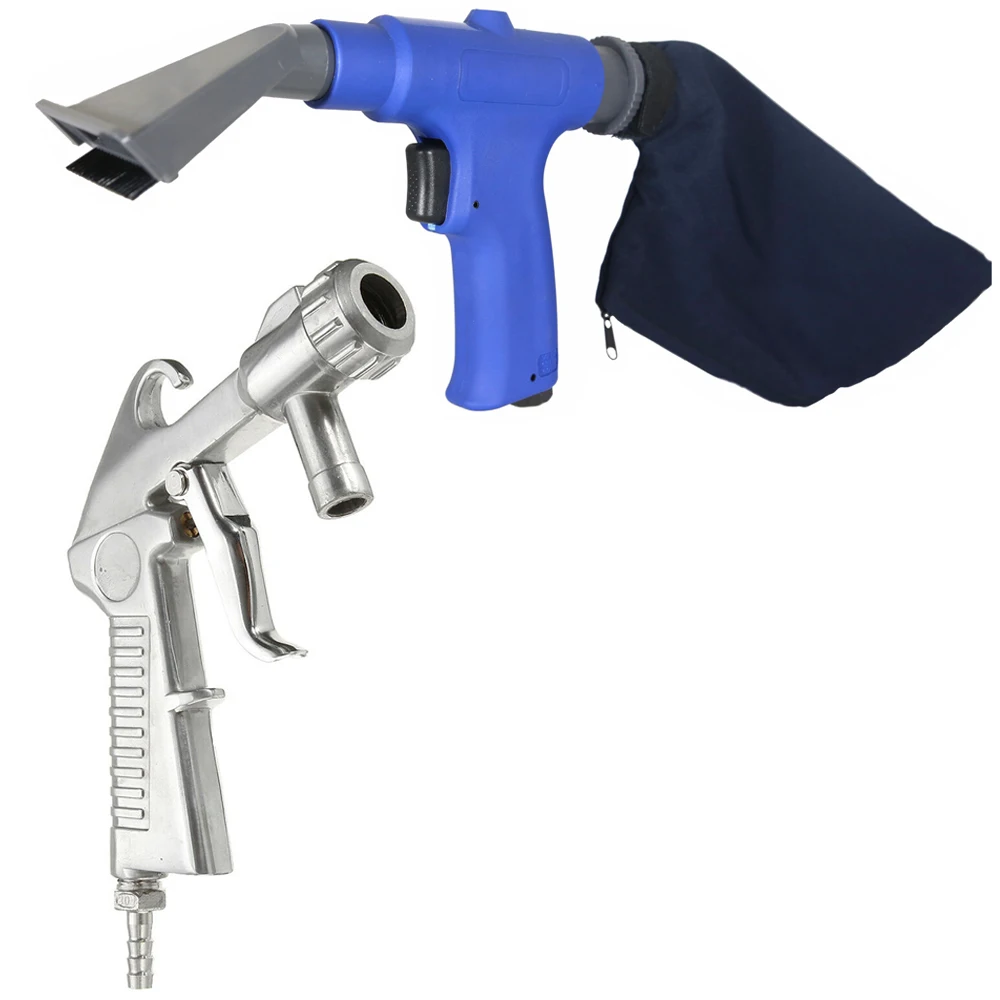 

2 in 1 (Air Vacuum Blower Suction Gun + Sand Blaster) Set Pneumatic Cleaner Sand-blasting with Accessorries Tool / Sliver