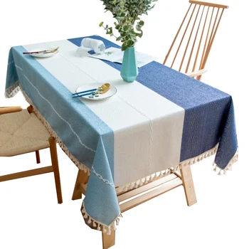 

Christmas Decorative Linen Tablecloth, With Tassel Waterproof Oilproof Tablecloth,Wedding Dining Table Cover Tea Table Cloth 1PC