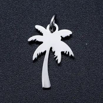 

5pcs/lot High Quality 316L Stainless Steel Palm Tree DIY Charm Pendant for Jewelry Making Accessories 21*13mm