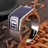 New solid pure S925 sterling silver black agate open man ring gem silver jewelry zircon male ring ► Photo 2/6