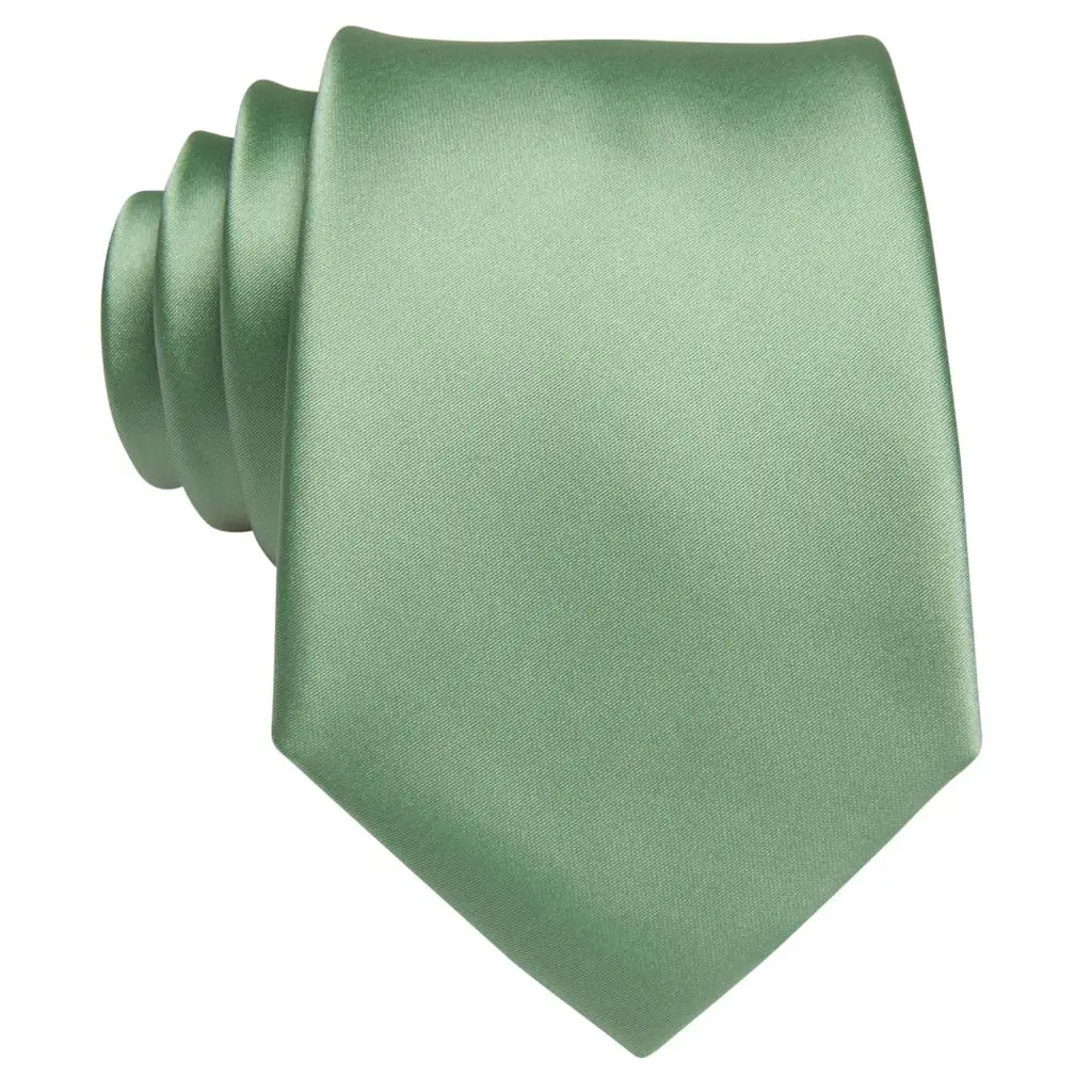 Salbeigrüne Einfarbige Hochzeitsschleife für Männer, Einstecktuch, Manschettenknöpfe, Herrenkrawatten-Set, Modedesigner, Business-Party, Seide, Dropshipping – Detail 12