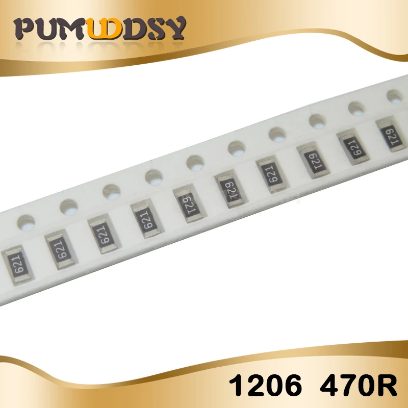 100 шт. 1206 SMD резистор 470 Ом Чип 0 25 Вт 1/4 470R 471|Резисторы| |
