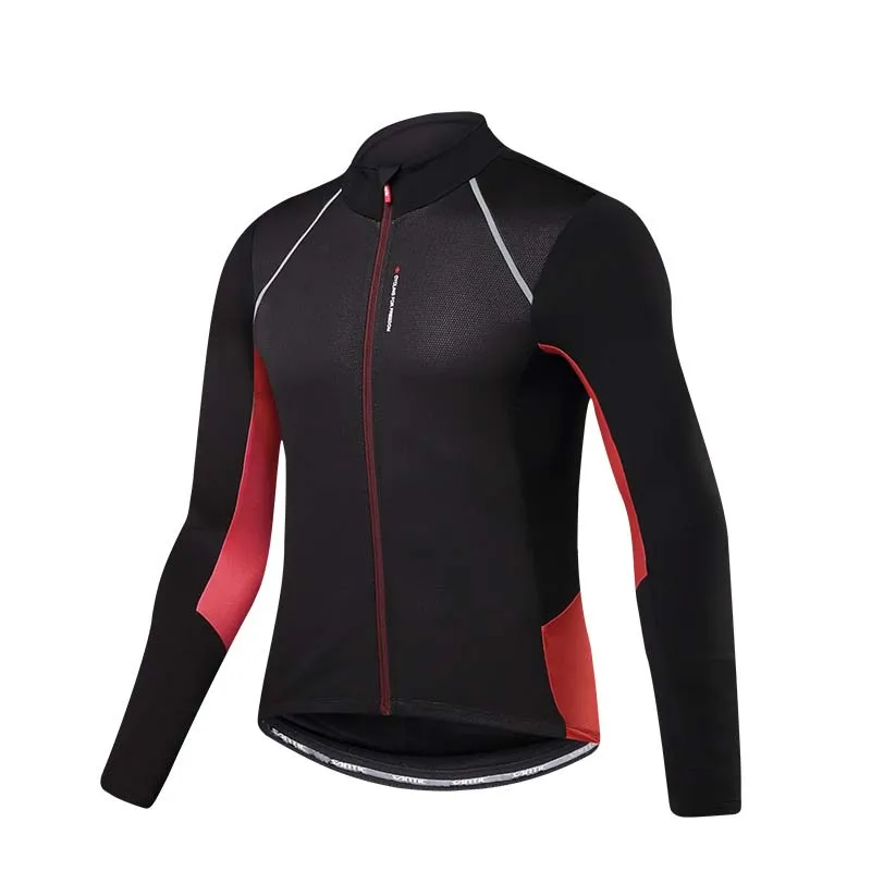 Santic Велоспорт Джерси для мужчин и женщин флисовая ветрозащитная с длинным рукавом велосипедная куртка MTB Горная дорога велосипед верхняя одежда Майо Ciclismo - Цвет: Red