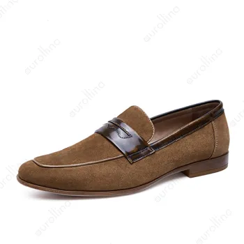 

Slip In Loafer Shoes Real Leather British Gentlemen Casual Luxury Men's Leisure Loafer Fashion Show Model Successful Men Shoes