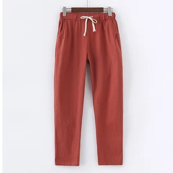 

Spring Summer New loose Cotton linen Pants Female thin Linen Nine Pants Womens Korean Casual Harem Pants Trousers Tide