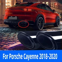 Новые глянцевые черные хромированные Серебристые выхлопные трубы из нержавеющей стали для автомобиля, глушитель для Porsche Cayenne Coupe 3,0 2018 2019 2020 Новые глянцевые черные хромированные Серебристые выхлопные трубы из нержавеющей стали для автомобиля, глушитель для Porsche Cayenne Coupe 3,0 2018 2019 2020
