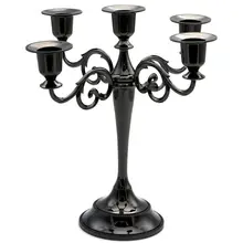 5-лампы в форме свечи металлический канделябр Высокий Подсвечник для свадьбы событие канделябры Подсвечник(черный