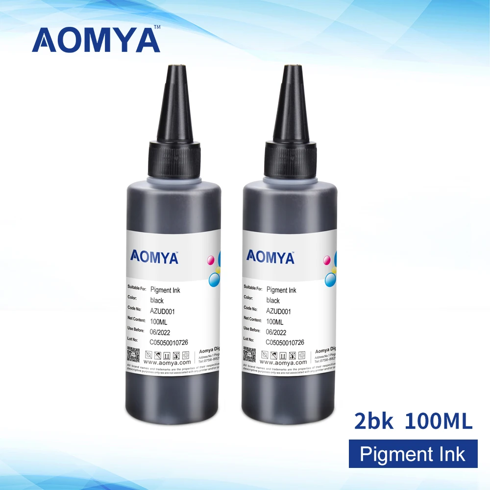 Aomya 2 бутылки x 100 мл BK цветные универсальные пигментные чернила для струйных