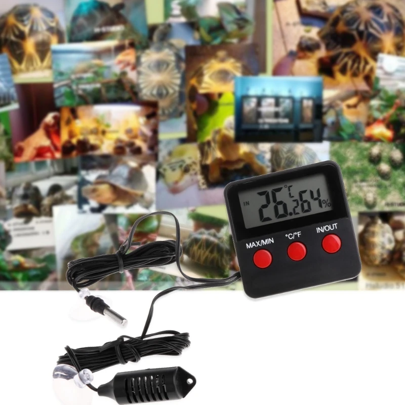 Digital Thermometer Hygrometer Pet Reptile Temperature Humidity w/ Remote SensorTemperature