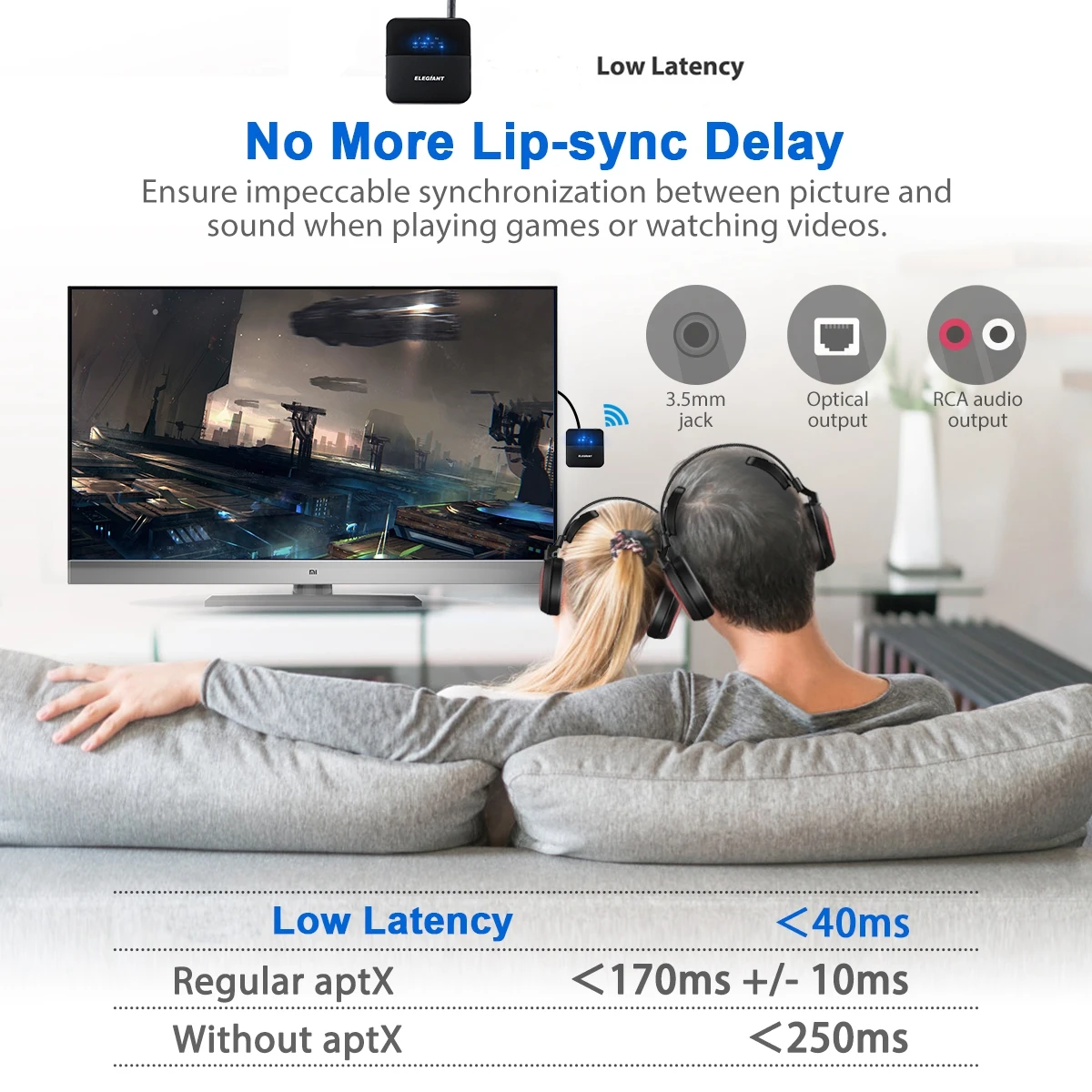  ELEGIANT 3.5 millimetri 2RCA HD bluetooth 5.0 Audio Trasmettitore Ricevitore Wireless Adapter/AUX/L