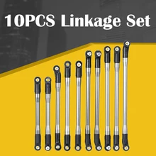 10PCS/set METAL Upper + Lower Linkage Chassis Link Set With Plastic Rod End Set For AXIAL RC Crawler Car SCX10 II 90046