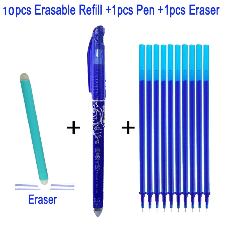 12 шт./компл. ручки со стираемыми чернилами синего цвета с черными чернилами 0,5 мм пишущая ручка Волшебный Гель Ручка канцелярия для учеников сильные качества