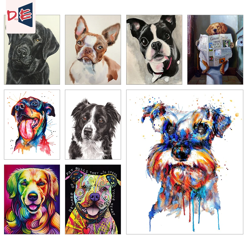 painting by number picture dog animal on canvas with frame drawing for adults acrylic paint coloring by number home decor art paint by number package aliexpress