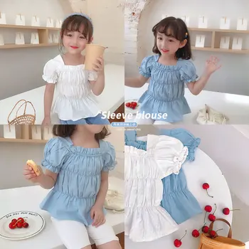 

2020 New Stylish Girls Shirt Summer Cotton Fashion Kids Girls Blouse 2-7t