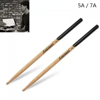 

1 Pair Walnut Wood Drum Sticks 5A 7A Music Band Jazz Drumsticks with Black Handle Drumsticks