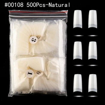 

500pcs/opp Half Cover French Tips False Nails Tips Manicure Acrylic UV Gel DIY #0-9 Size Clear/White/Natural Long Fake Nails