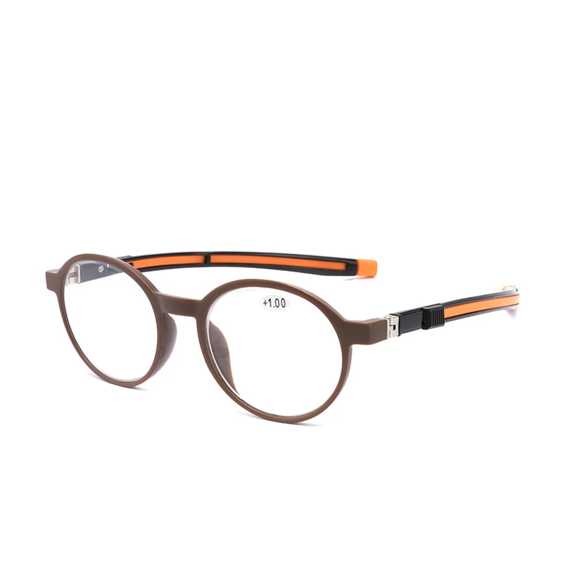 Магнитные Висячие шеи очки для чтения TR90 сверхлегкие портативные унисекс Магнитные очки для чтения длинные ноги телескопические очки для чтения - Цвет оправы: Светло-коричневый