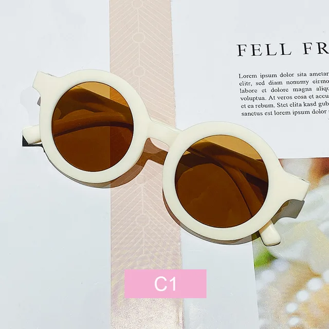 Free shipping children's color round frame light PC cute small face sunglasses Frame Tea Slices