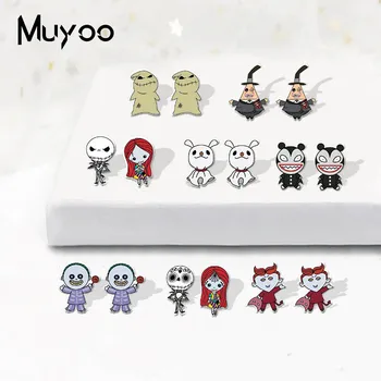 

New Jack and Sally Movie Characters The Nightmare Before Christmas Cartoon Cute Epoxy Handmade Acrylic Resin Earrings