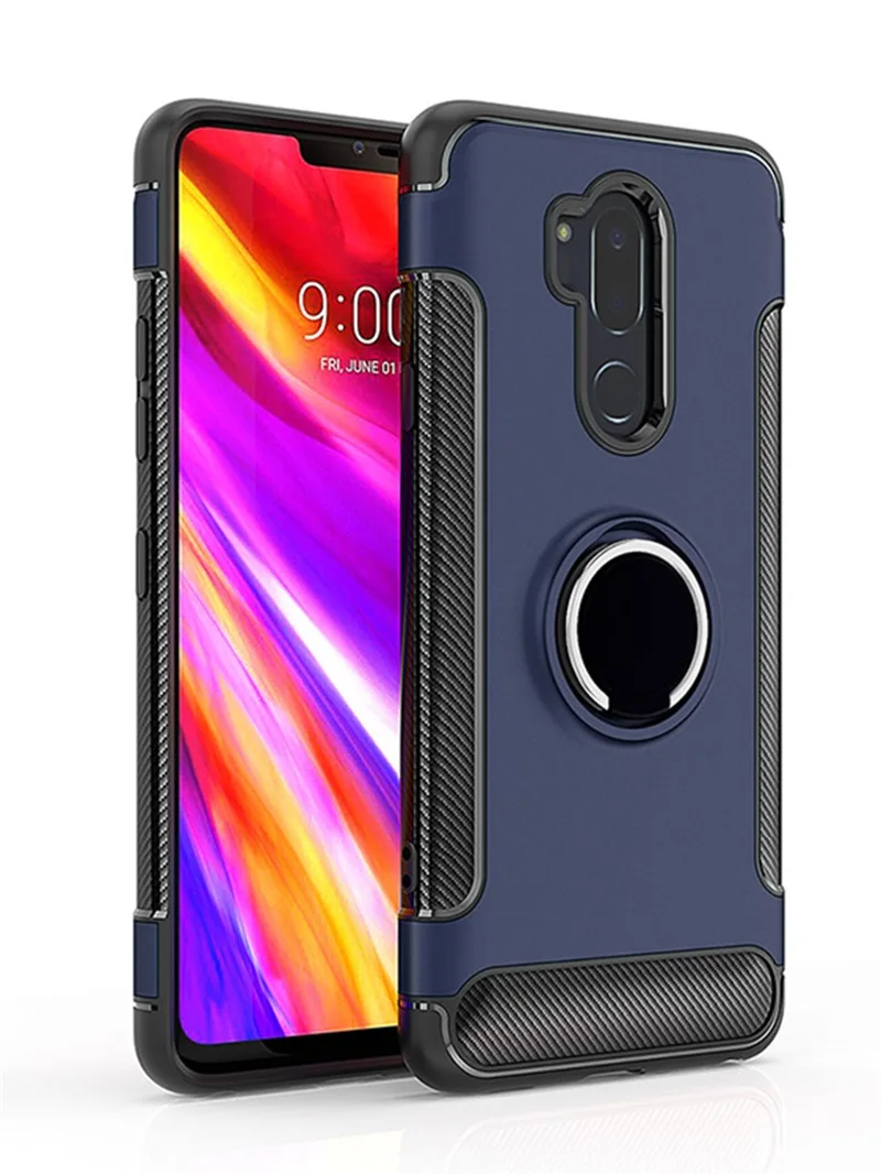 Роскошный чехол для телефона s для LG G7 G8, чехол, Броня 360, полное защитное кольцо, магнитный держатель, противоударный чехол s для LG g7 g8, чехол - Цвет: Синий