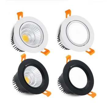 

Dimmable LED COB Spotlight Ceiling lamp AC85-265V 3W 5W 7W 9W 12W 15W Aluminum recessed downlights round led panel light