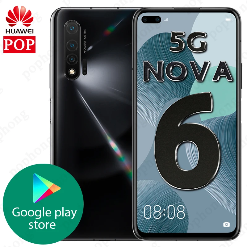 HUAWEI Nova 6 5G мобильный телефон 6,57 дюймов Kirin 990 Balong 5000 Восьмиядерный Android 10,0 SA/NSA разблокировка отпечатков пальцев Google Play