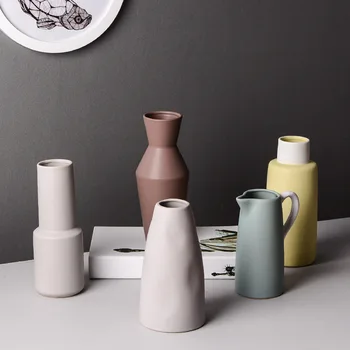 

Modern Simple Vases Ceramics Vase Living Room Pure Color Ceramic Pigment Creative Flower Gifts Bedroom Decorations Table Decor