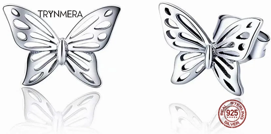 TRYNMERA Insect Collection 925 Sterling Silver Butterfly Dream Exquisite Stud Earrings for Women Jewelry TE094 | Украшения и