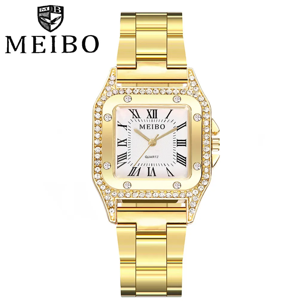 MEIBO, квадратные золотые часы для женщин, часы для девушек, креативный стальной женский браслет, часы, женские часы, Relogio Feminino Montre Femme