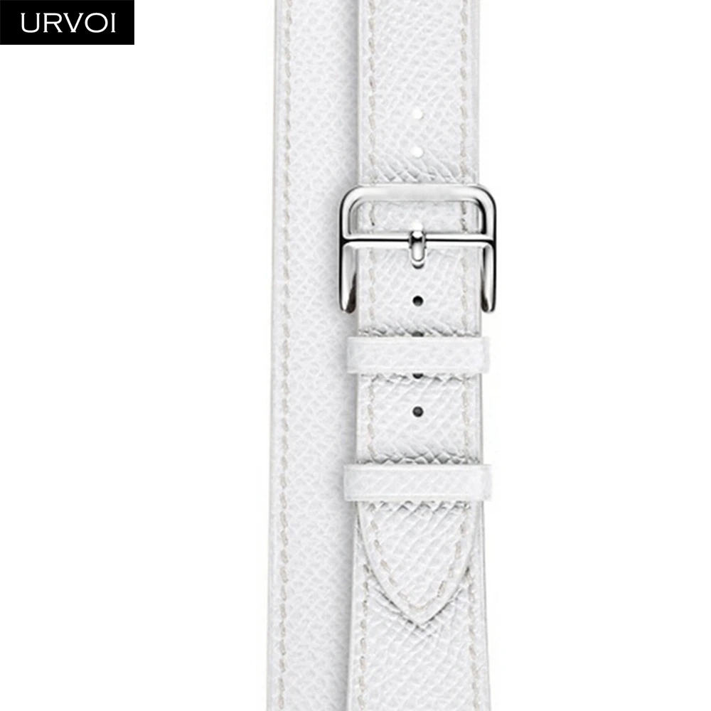 URVOI Double tour band для apple watch series 5 4 3 2 ремешок для iwatch ремень высокое качество мягкая натуральная кожа петля обертывания 38 42 мм - Цвет ремешка: White