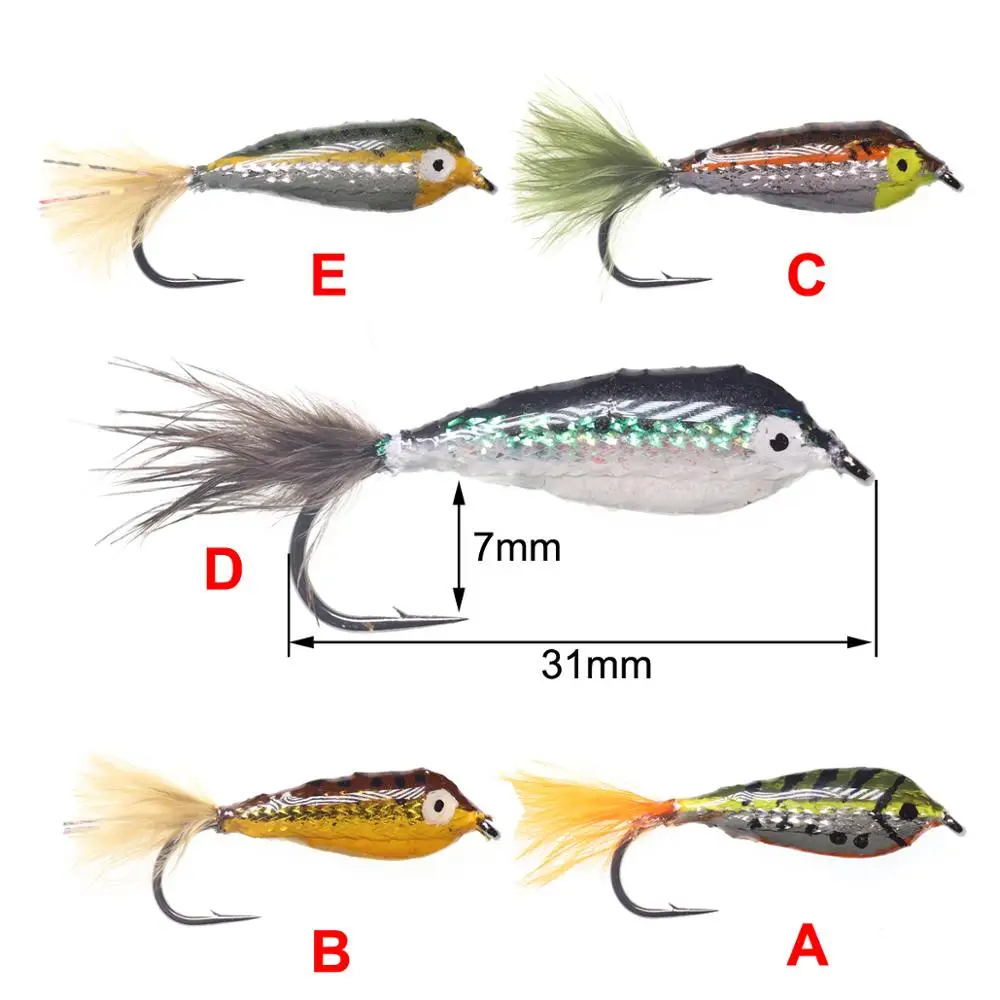 Fishing Lure 4PCS Epoxy Minnow Streamer Fly 6 Colors