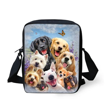 

THIKIN Cute Pug Golden Retriever Labrador Cartoon Dogs Print Messenger Bag for Boy Girls Shoulder Bags Crossbody Animals Pattern