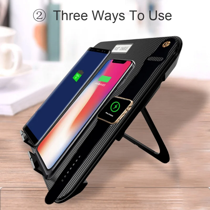Многофункциональный 4 в 1 Qi беспроводной Chager для iPhone samsung Быстрая зарядка с 1 USB портом iWatch iPad интеллектуальное отключение питания