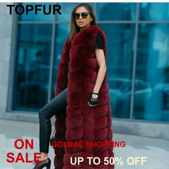 

TOPFUR Real Fur Vest Women Plus Size Real Fox Fur Vest Women X-Long Coat Winter Coat Women Genuine Leather Jacket Women Outwear