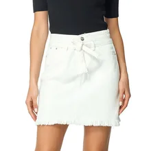 Ladies White A-Line Mini Denim Skirts Womens Summer Short Skirts High Quality Jeans Skirts Girls BOODINERINLE