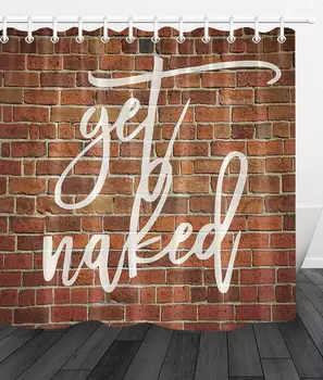 

Retro Brick Wall and Letters Design Shower Curtain Waterproof Fabric 12 Shower Hooks 70.8X70.8 Inch Home Decor Bathroom