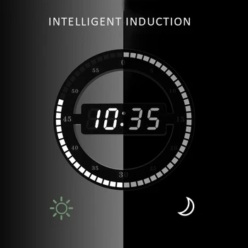 LED 3D Technology Luminous Digital Electronic Mute Wall Clock Temperature Date Multi Function Jump Second Clock Home Decoration 1
