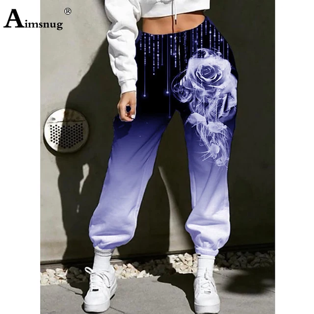 2021 Autumn Boho Flower Print Pants Women Fashion Harem Pants Casual All-matched Loose Elastic Waist Trousers Plus Size S-5XL Blue