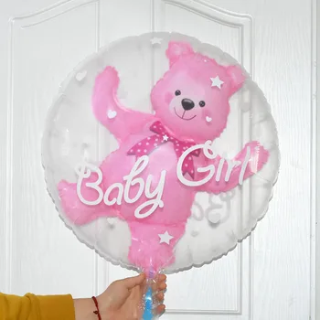 

24 Inch 4D Bear Aluminum Foil Bubble Balloon Pink Blue Baby Shower Balloon Set Birthday Party Wedding Decor Kids Toys Gift