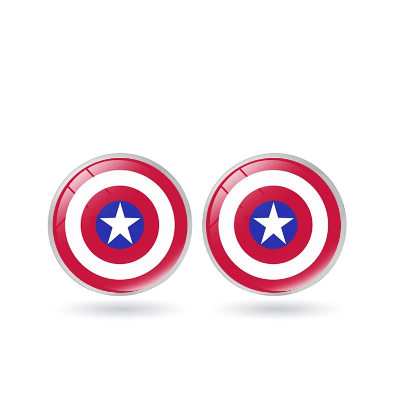 Capitán América Stud pendientes vengadores Iron Man Tony plata Stud Domo Post pendientes Fans joyería|Aretes| - AliExpress