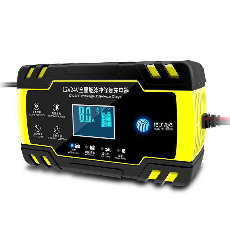 SUV and More Lawn Mower,Motorcycle Car Battery Charger 12V/8A 24V/4A Automatic Smart Battery Charger/Maintainer with LCD Display Pulse Repair Charger Packfor Car Boat 