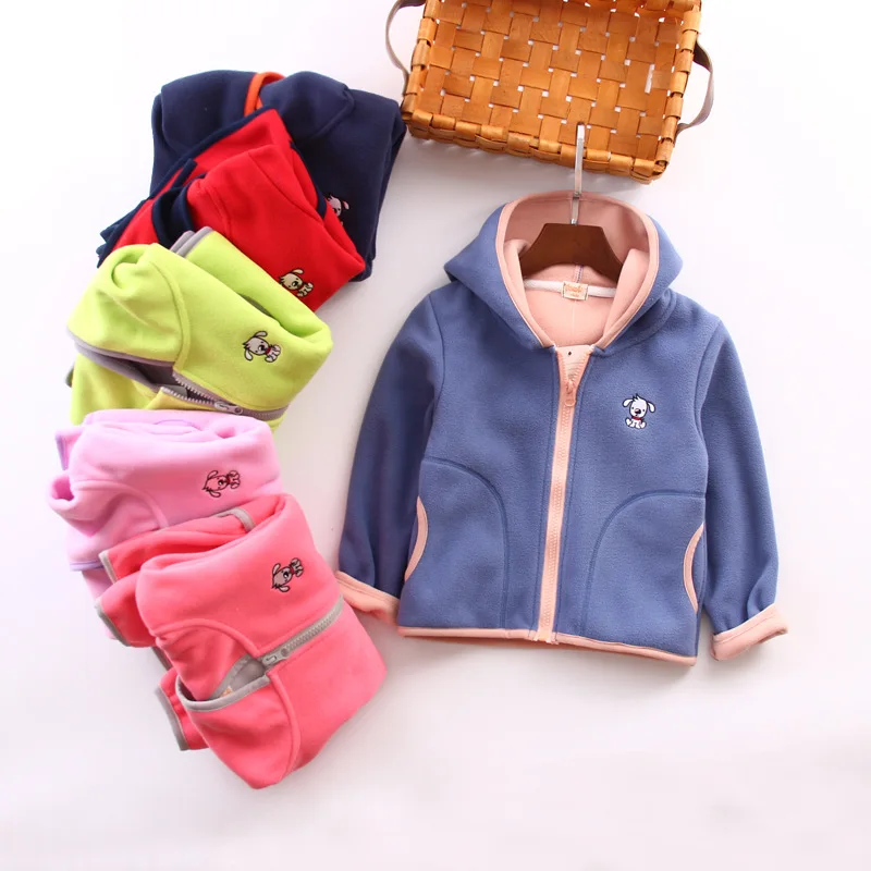 

New Fall Winter Children's Baby Fleece Warm Outdoor Jacket Boys and Girls Embroidery Fashion Jackets Tops Specials Kids Clothes