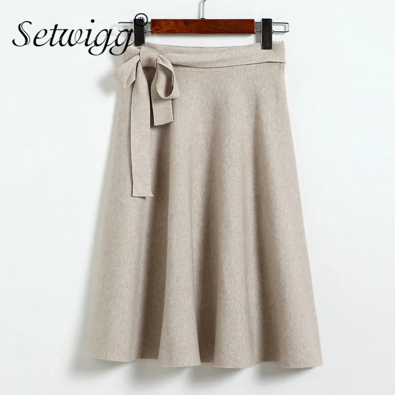 Женская трикотажная Юбка миди с бантом до колена|winter knitting skirt|midi skirtknit skirt |
