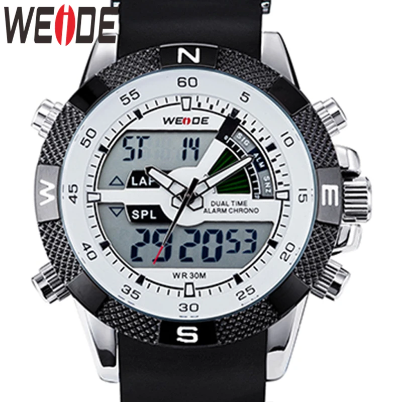 

WEIDE Dual Display Watch Men Movement Luxury Sports Quartz Military Stopwatch Alarm Analog Digital Wristwatch Relogio Masculino