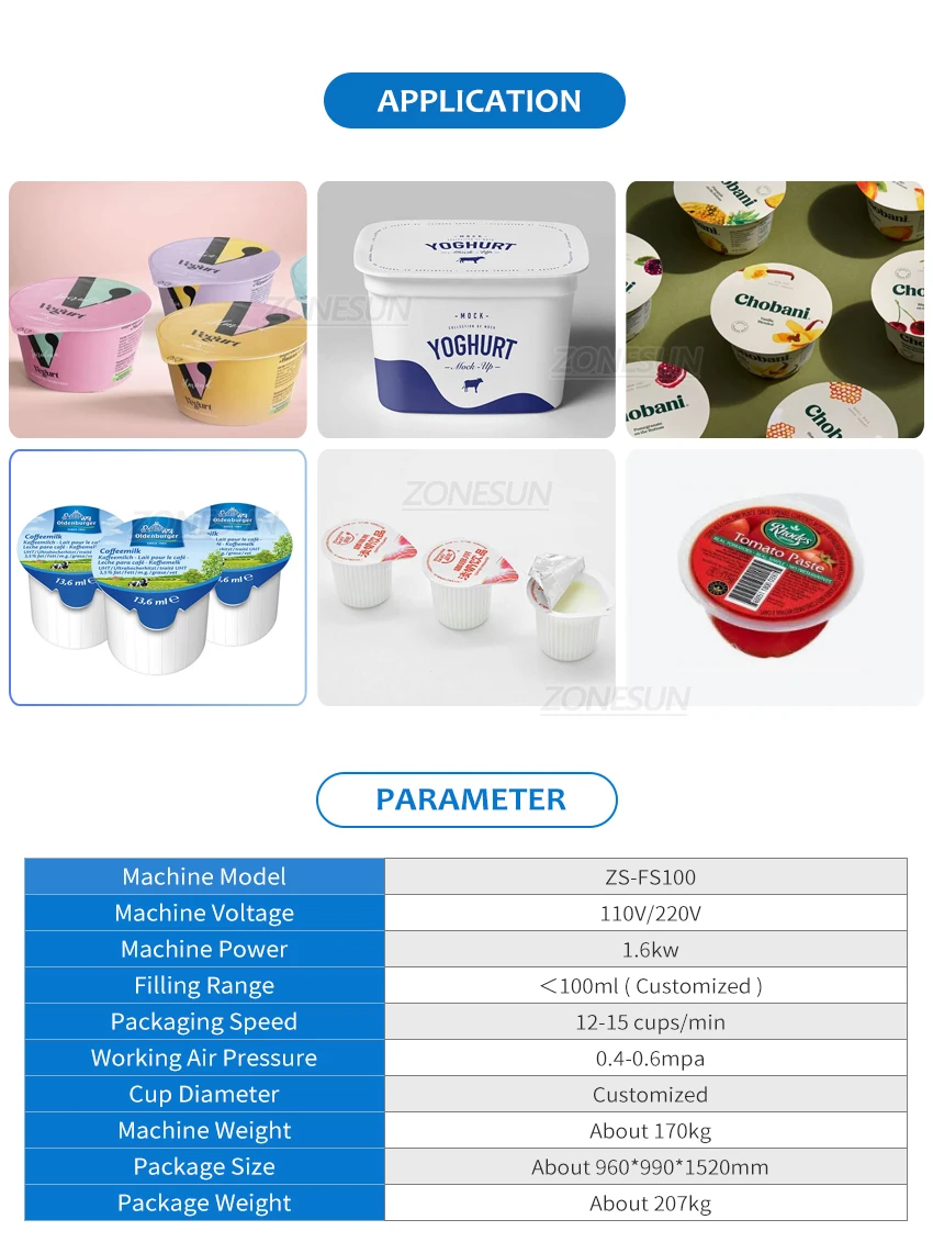 ZONESUN ZS-FS100 Automatic Jelly Yogurt Ice Filling machine Cream Juice Sugar Honey Rotary Cup Sealing Machine 10-300ml