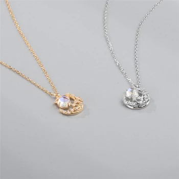 

Sole Memory Stars Moon Moonstone Shiny Cute 925 Sterling Silver Clavicle Chain Female Necklace SNE554