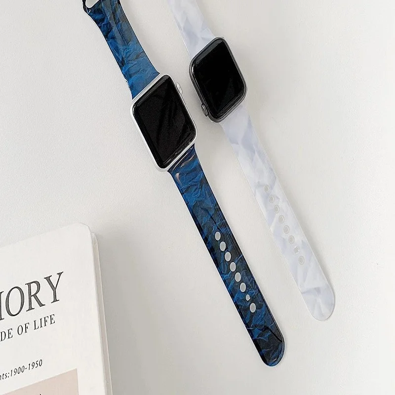 Ремешок мраморный для Apple Watch Band Series 4 6 SE 5 3 2 1 браслет Iwatch 38 40 42 44 мм аксессуары