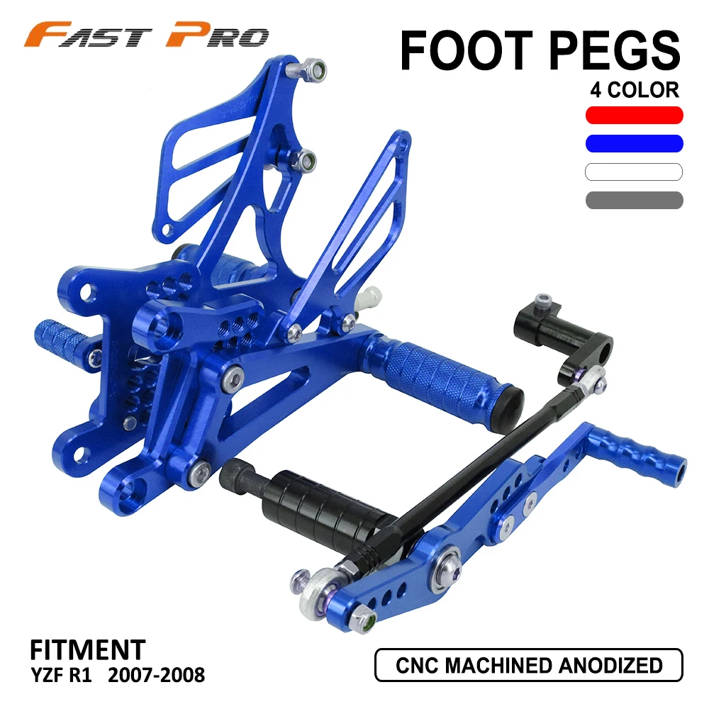CNC мотоцикл Регулируемая заготовка подножки педали отдых для YAMAHA YZF R1 YZFR1 YZF-R1 2007 2008 07 08