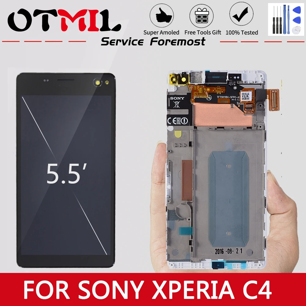 

5.5" LCD For SONY Xperia C4 Display Touch Screen with Frame Digitizer For SONY Xperia C4 LCD Display E5303 E5353 E5333 C4 Dual