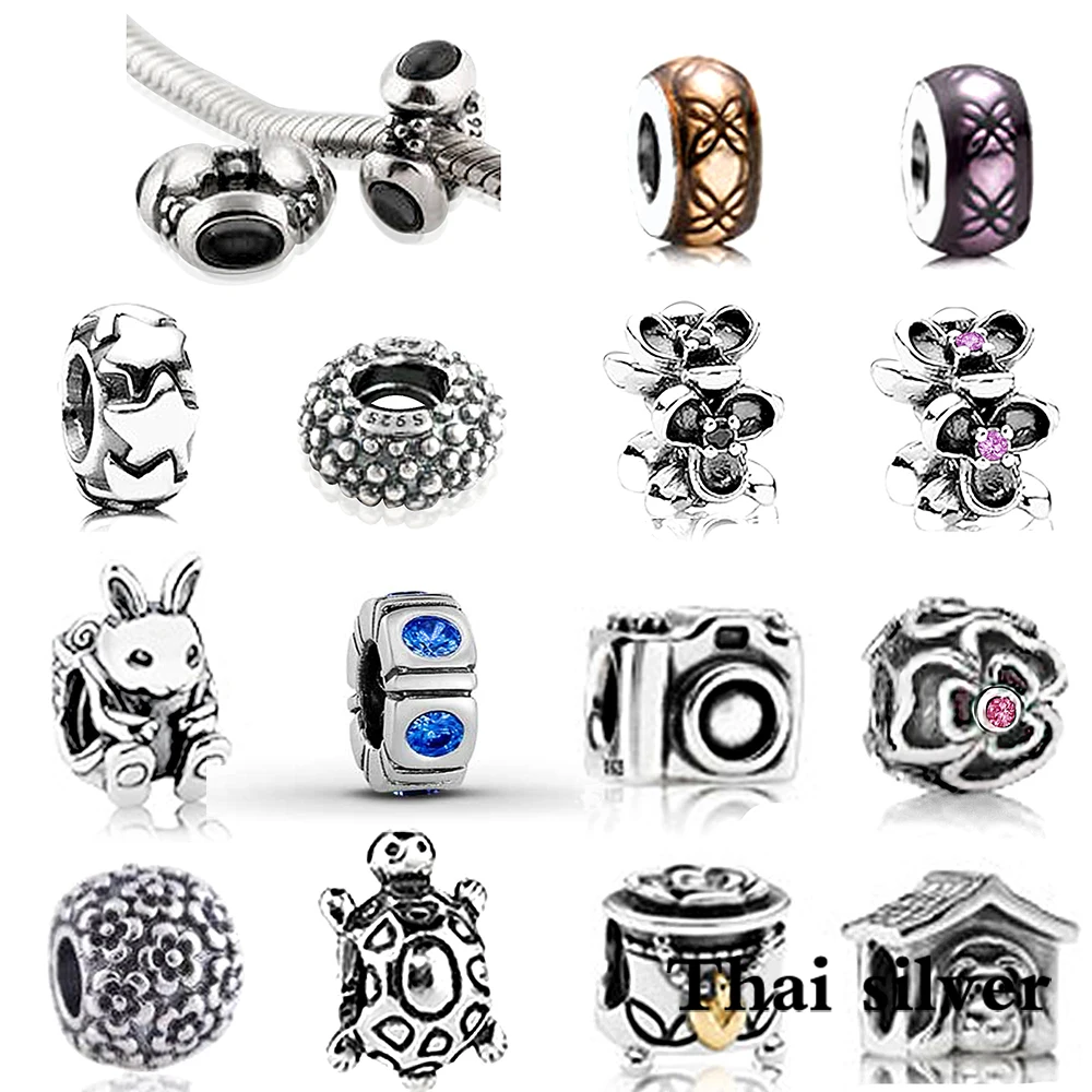 2019 NEW Thai Silver Retro Camera Daisy Flower Christmas Stocking Dog House Turtle Rabbit SPACER Beaded Charm Collection Limited | Украшения
